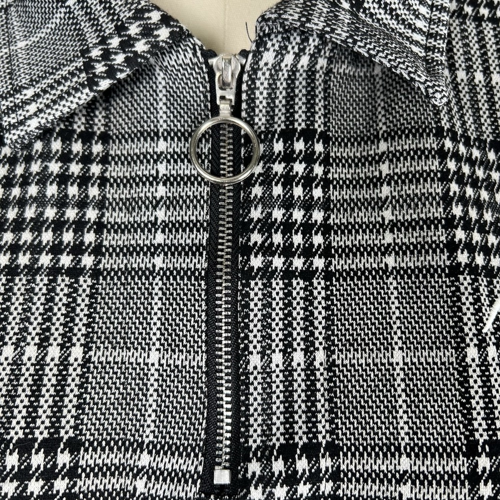Mauvais 1/4 Zip Polo Shirt Black White‎ Glen Plaid Check Men's Size Small Golf - Picture 4 of 11